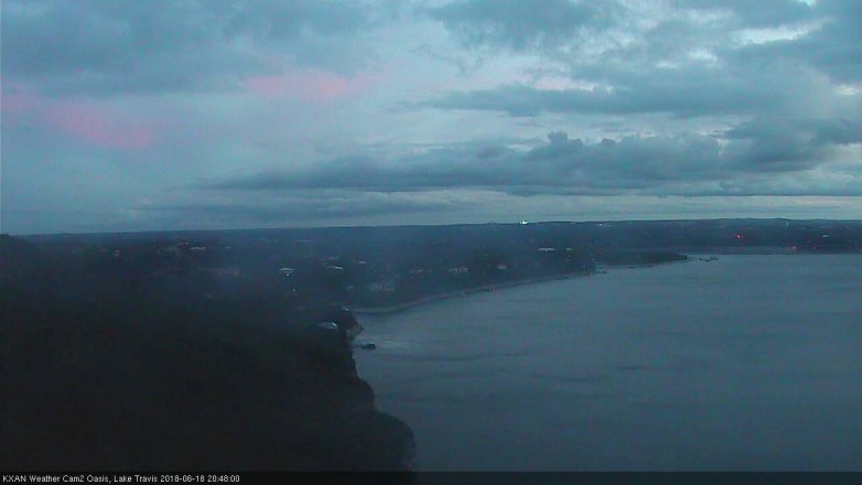 Lake Travis webcam, June 18, 2018 7:50 PM CT