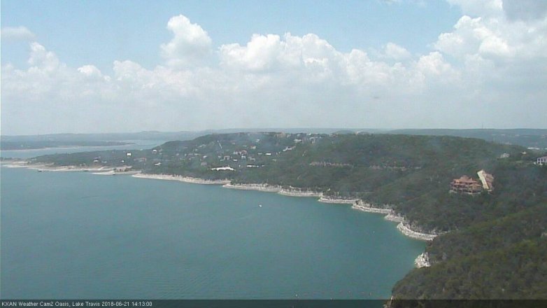 Lake Travis webcam, June 21, 2018 1:15 PM CT