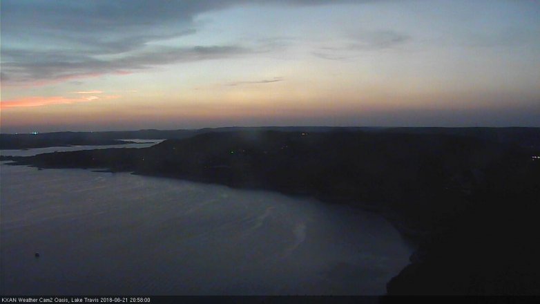 Lake Travis webcam, June 21, 2018 8:00 PM CT