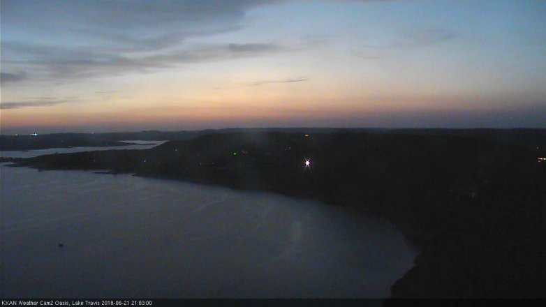 Lake Travis webcam, June 21, 2018 8:05 PM CT