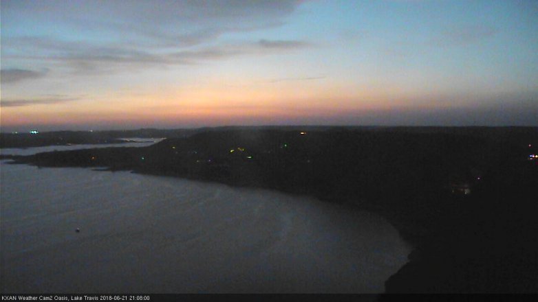 Lake Travis webcam, June 21, 2018 8:10 PM CT