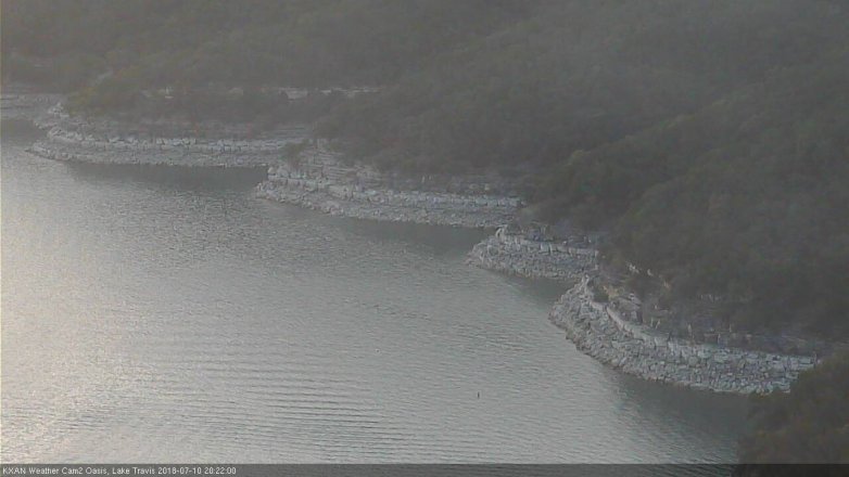 Lake Travis webcam, July 10, 2018 7:25 PM CT