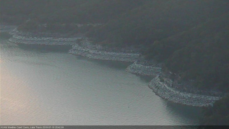 Lake Travis webcam, July 10, 2018 7:45 PM CT