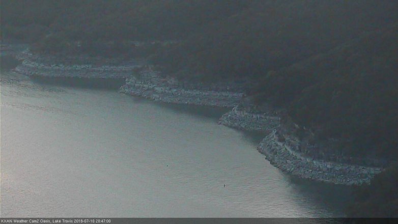 Lake Travis webcam, July 10, 2018 7:50 PM CT