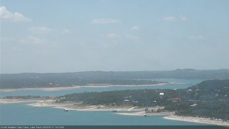 Lake Travis webcam, July 11, 2018 1:15 PM CT