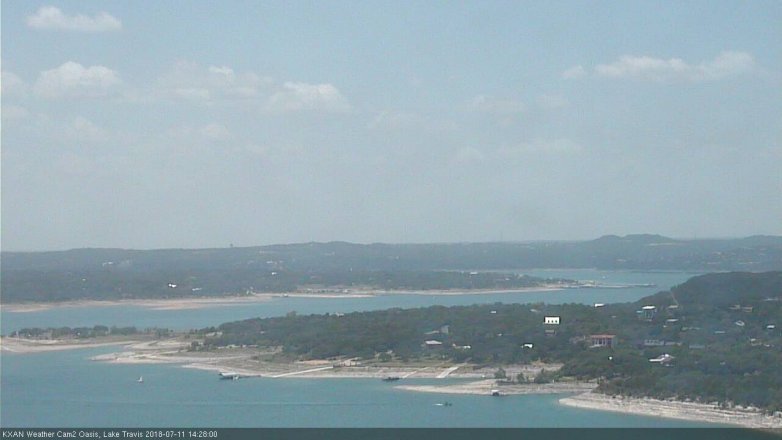 Lake Travis webcam, July 11, 2018 1:30 PM CT