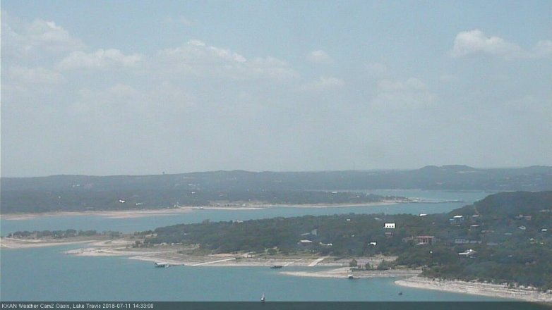 Lake Travis webcam, July 11, 2018 1:35 PM CT