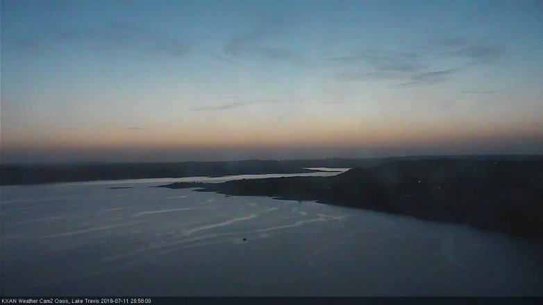 Lake Travis webcam, July 11, 2018 8:00 PM CT
