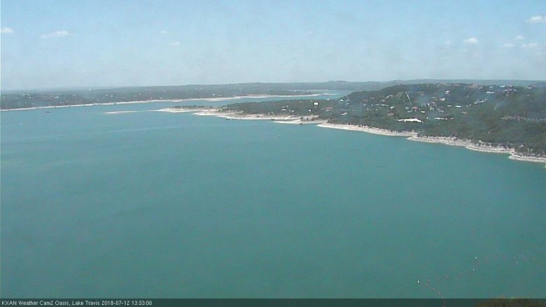 Lake Travis webcam, July 12, 2018 12:35 PM CT