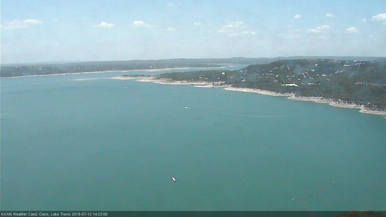 Lake Travis webcam, July 12, 2018 1:25 PM CT