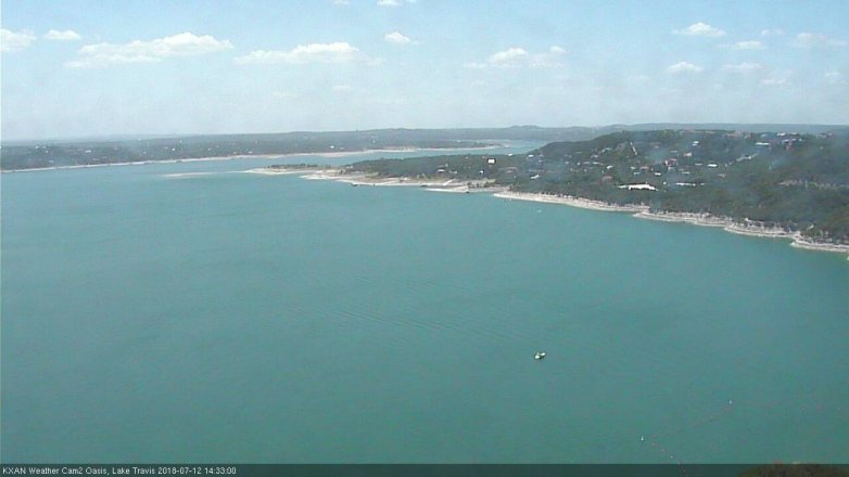 Lake Travis webcam, July 12, 2018 1:35 PM CT