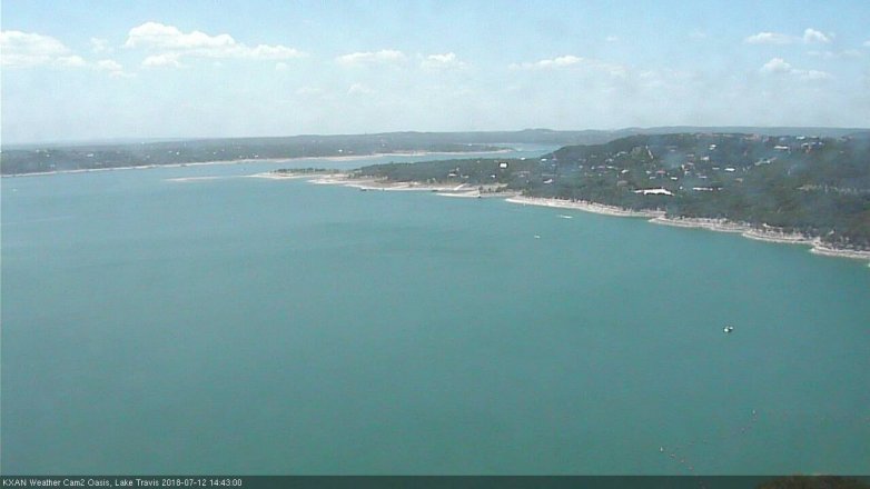 Lake Travis webcam, July 12, 2018 1:45 PM CT
