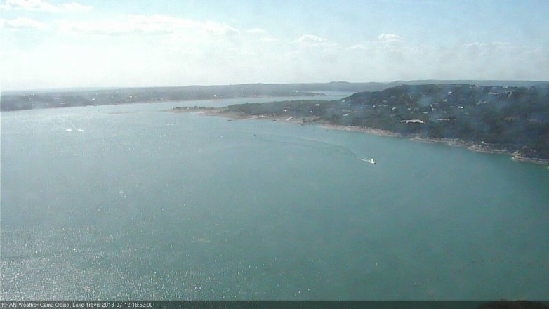 Lake Travis webcam, July 12, 2018 3:55 PM CT