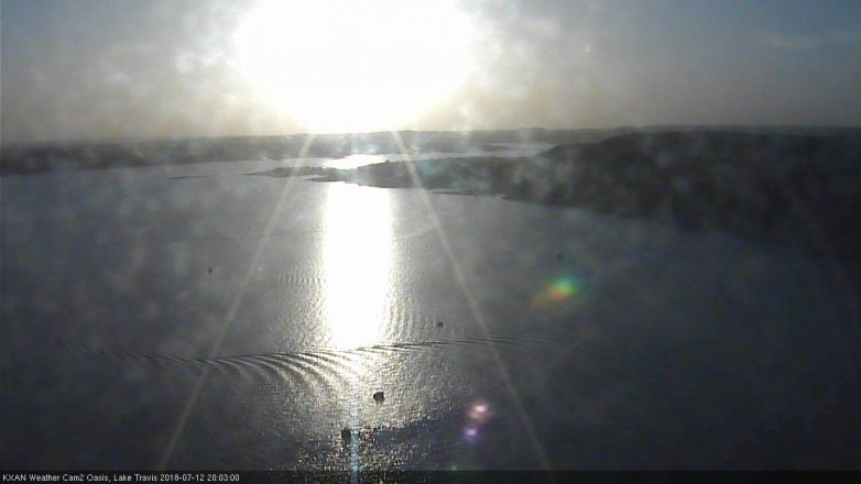 Lake Travis webcam, July 12, 2018 7:05 PM CT