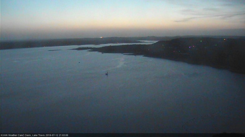Lake Travis webcam, July 12, 2018 8:05 PM CT