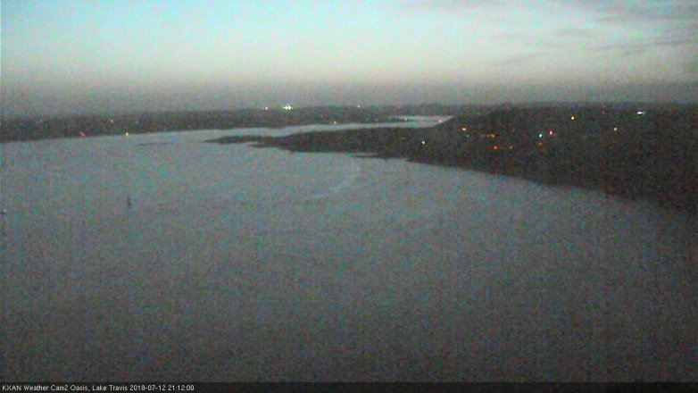 Lake Travis webcam, July 12, 2018 8:15 PM CT