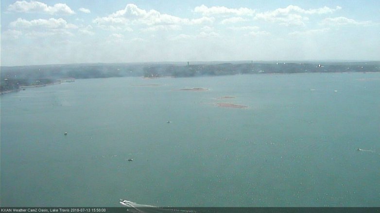 Lake Travis webcam, July 13, 2018 3:00 PM CT
