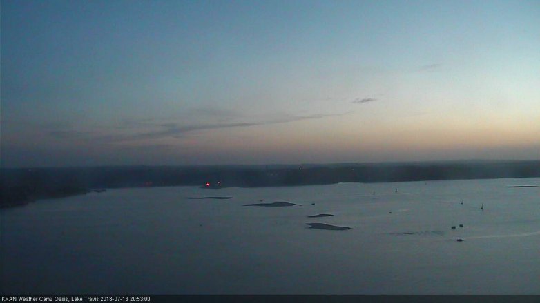Lake Travis webcam, July 13, 2018 7:55 PM CT