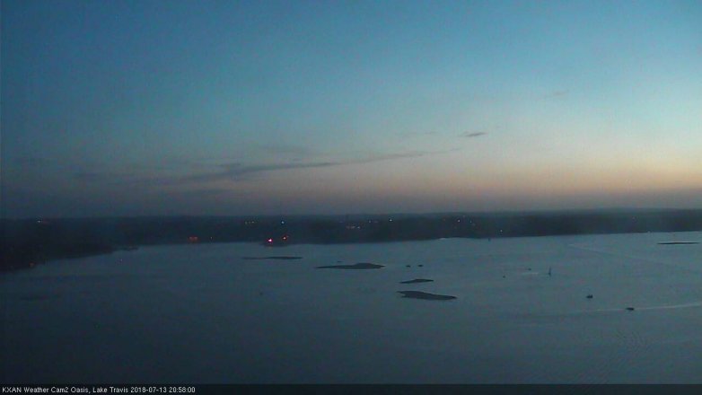 Lake Travis webcam, July 13, 2018 8:00 PM CT