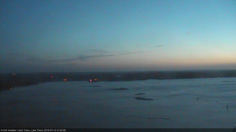 Lake Travis webcam, July 13, 2018 8:05 PM CT