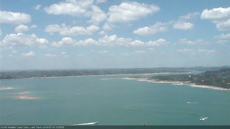Lake Travis webcam, July 14, 2018 12:30 PM CT