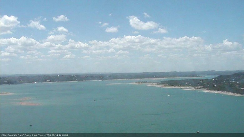 Lake Travis webcam, July 14, 2018 1:45 PM CT