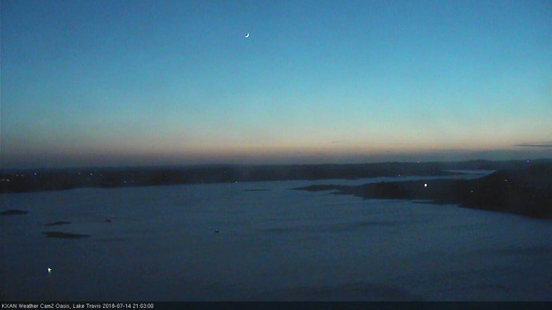 Lake Travis webcam, July 14, 2018 8:05 PM CT