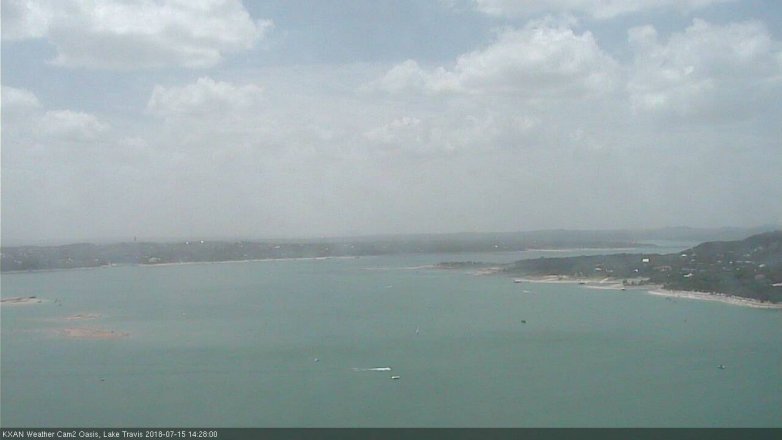 Lake Travis webcam, July 15, 2018 1:30 PM CT