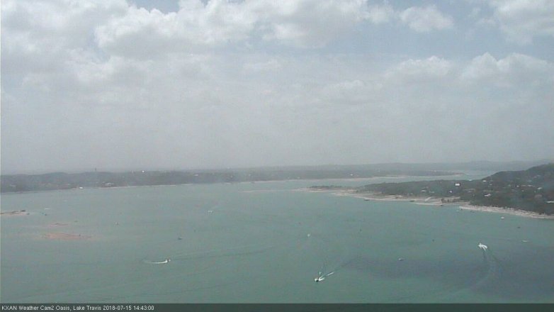 Lake Travis webcam, July 15, 2018 1:45 PM CT