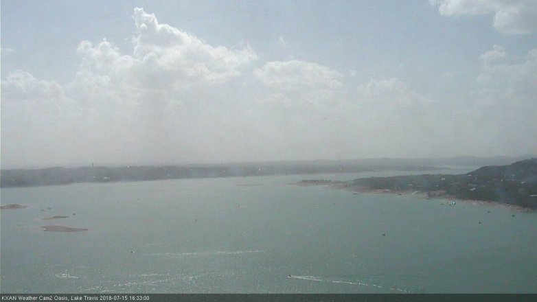 Lake Travis webcam, July 15, 2018 3:35 PM CT