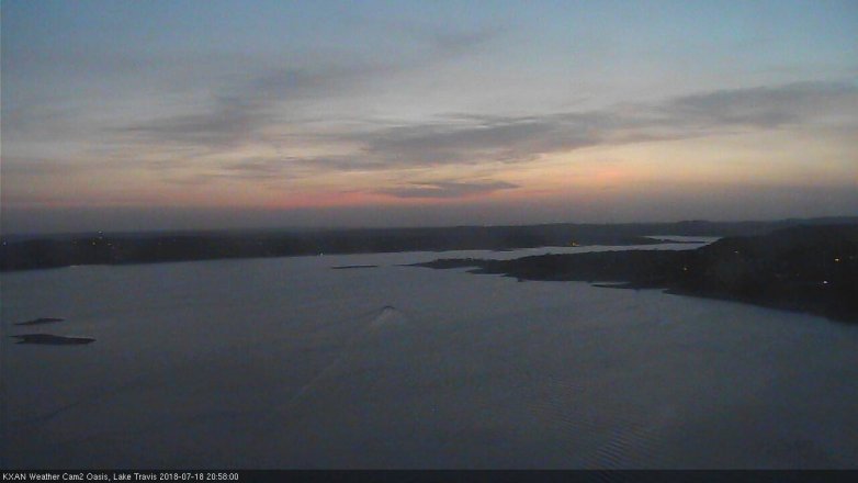 Lake Travis webcam, July 18, 2018 8:00 PM CT