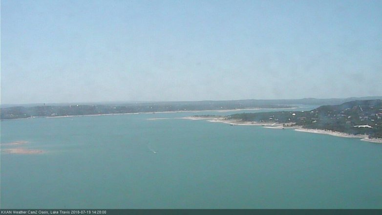 Lake Travis webcam, July 19, 2018 1:30 PM CT