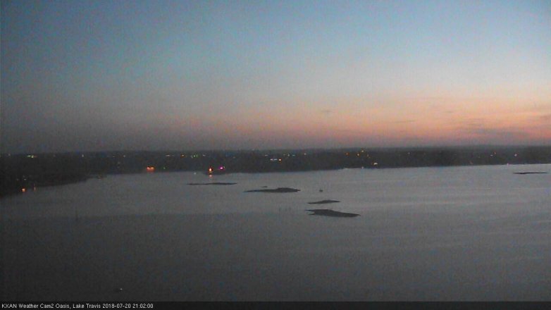 Lake Travis webcam, July 20, 2018 8:05 PM CT