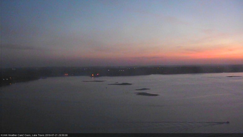 Lake Travis webcam, July 21, 2018 8:00 PM CT