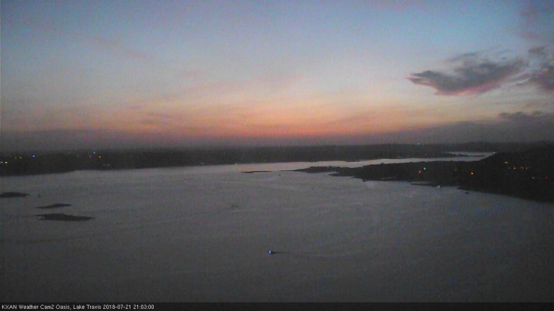 Lake Travis webcam, July 21, 2018 8:05 PM CT