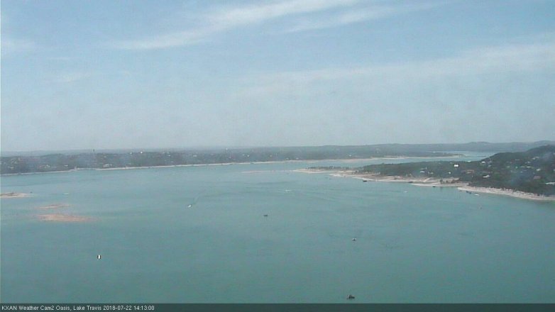 Lake Travis webcam, July 22, 2018 1:15 PM CT