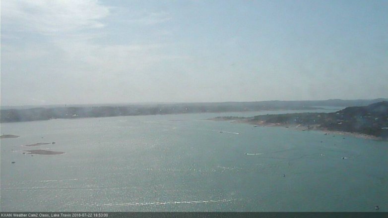 Lake Travis webcam, July 22, 2018 3:55 PM CT