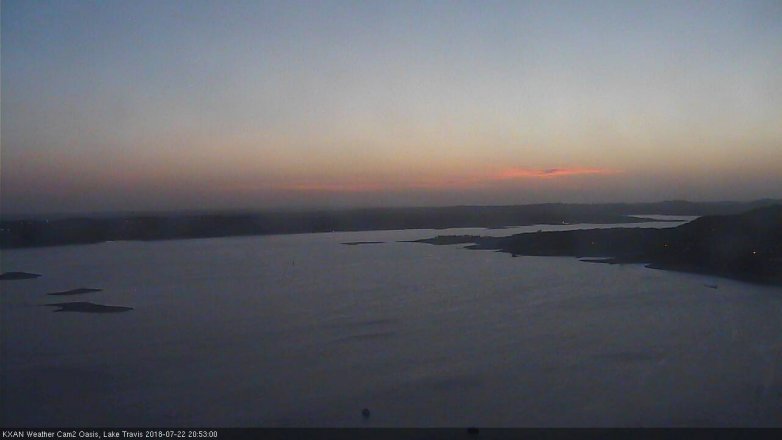 Lake Travis webcam, July 22, 2018 7:55 PM CT