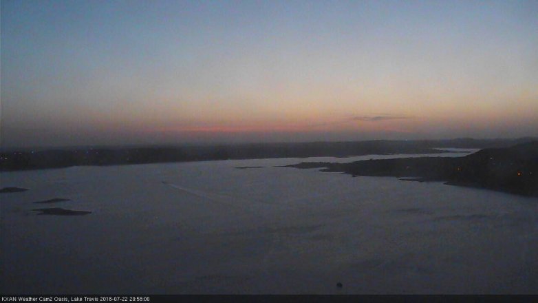 Lake Travis webcam, July 22, 2018 8:00 PM CT