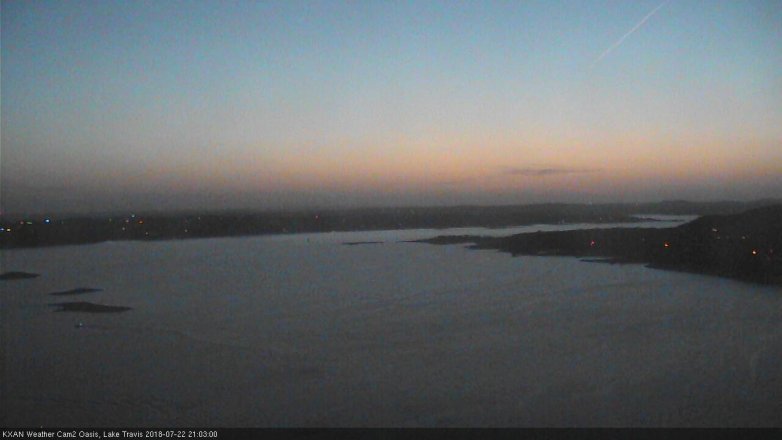 Lake Travis webcam, July 22, 2018 8:05 PM CT