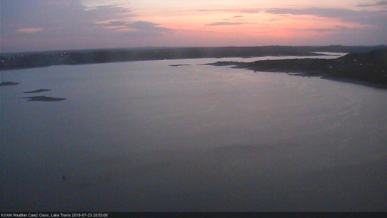 Lake Travis webcam, July 23, 2018 7:55 PM CT