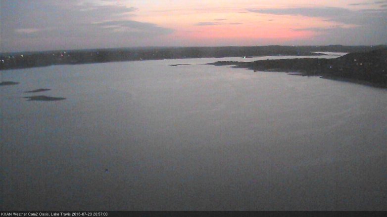 Lake Travis webcam, July 23, 2018 8:00 PM CT