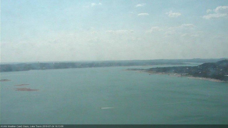 Lake Travis webcam, July 24, 2018 3:15 PM CT