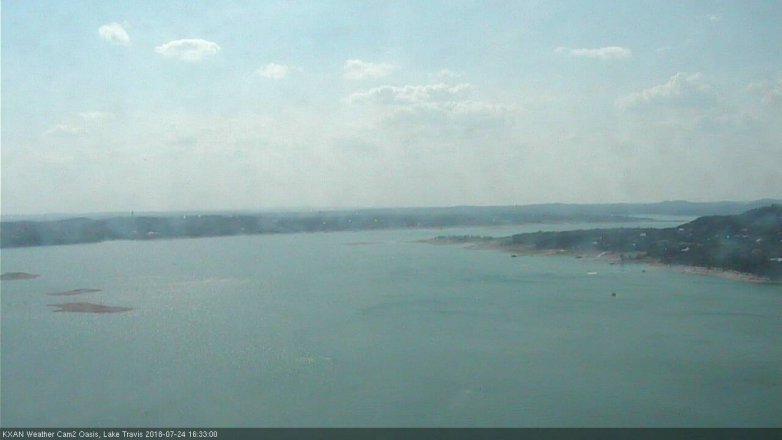 Lake Travis webcam, July 24, 2018 3:35 PM CT