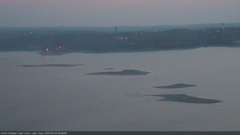 Lake Travis webcam, July 24, 2018 7:50 PM CT