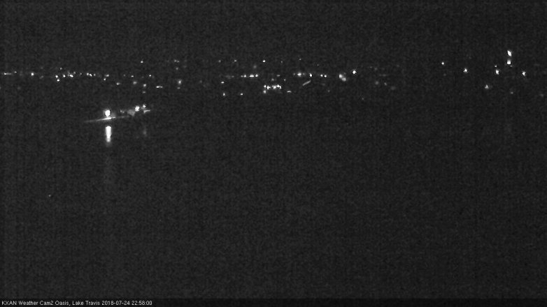 Lake Travis webcam, July 24, 2018 10:00 PM CT