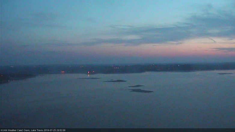 Lake Travis webcam, July 25, 2018 7:55 PM CT