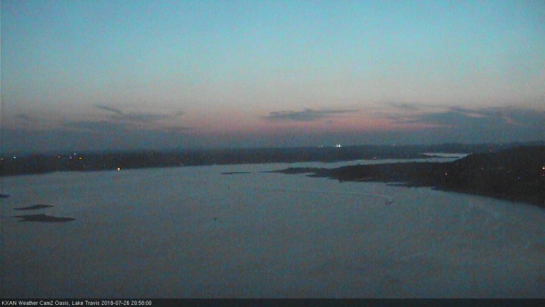 Lake Travis webcam, July 26, 2018 8:00 PM CT