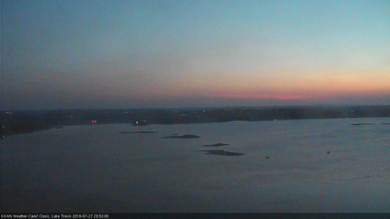 Lake Travis webcam, July 27, 2018 7:55 PM CT