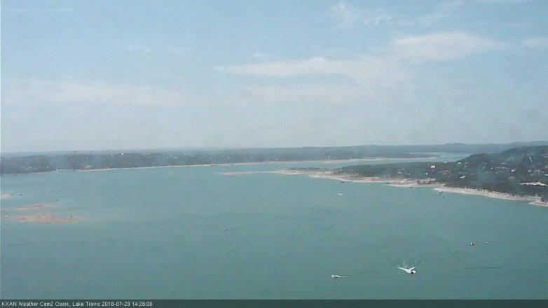 Lake Travis webcam, July 29, 2018 1:30 PM CT